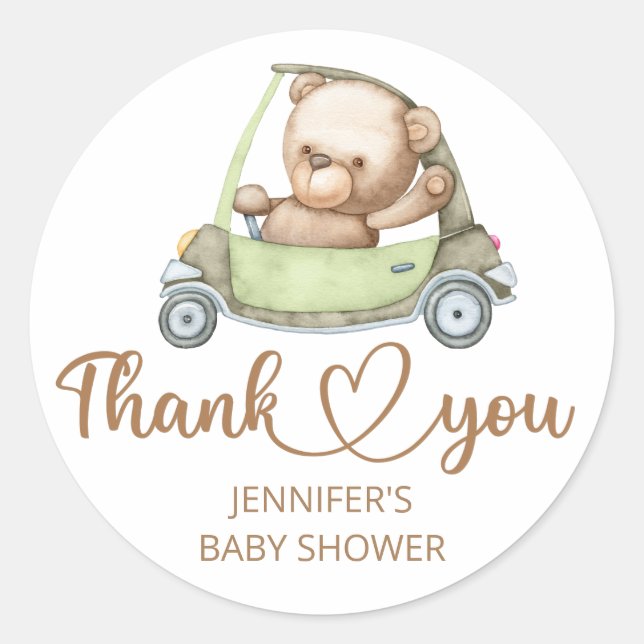 Sticker Rond Baby shower Teddy Ours Bébé Ours (Devant)