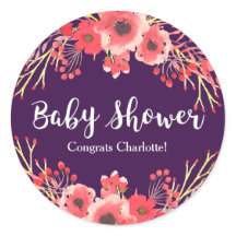 Baby shower tendance de fleurs d'aquarelle violett
