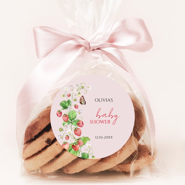 Sticker Rond Baby Shower Thème Fraise (Créateur téléchargé)