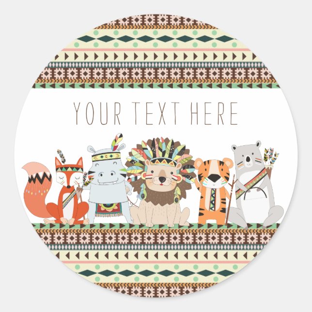 Sticker Rond Baby shower tribal (Devant)