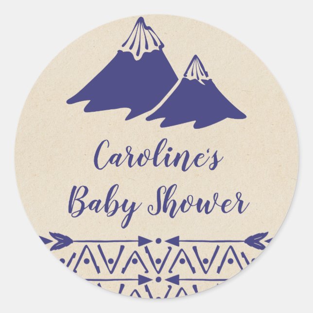 Sticker Rond Baby shower tribal de Boho (Devant)