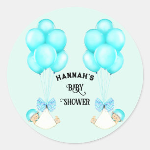 Sticker Rond Baby shower Twin Boys