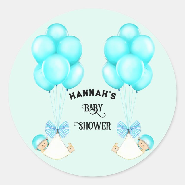 Sticker Rond Baby shower Twin Boys (Devant)