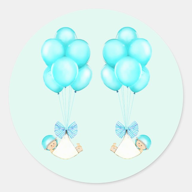 Sticker Rond Baby shower Twin Boys (Devant)