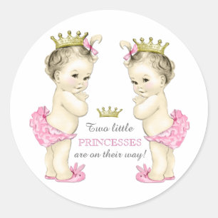 Sticker Rond Baby shower Twin Girl
