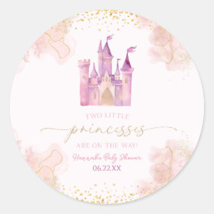 Sticker Rond Baby shower Twins du Château des Deux Petites Prin