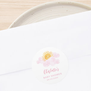 Sticker Rond Baby Shower Un Petit Rayon De Soleil