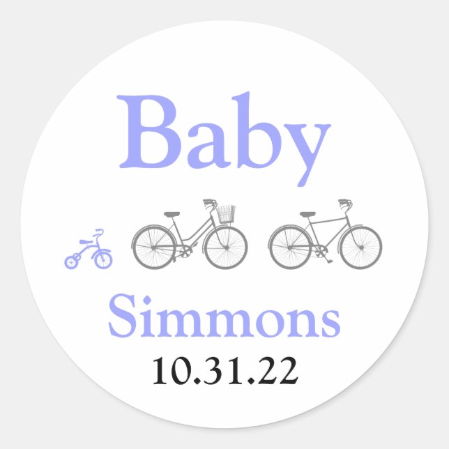 Sticker Rond Baby shower vélo périphérique (Devant)