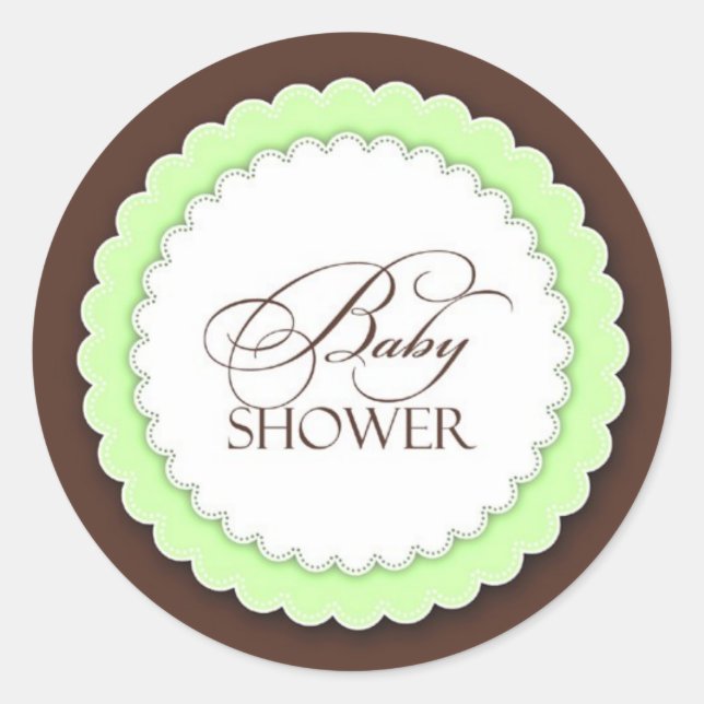 Sticker Rond Baby shower Vert Brown (Devant)