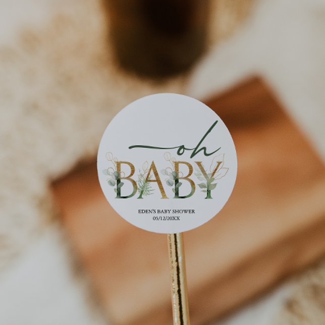 Sticker Rond Baby shower vert moderne à privilégier (Créateur téléchargé)