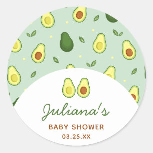 Sticker Rond Baby shower vert Saint-Guacamole Avocado