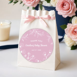 Sticker Rond Baby-shower vintage aux fleurs roses