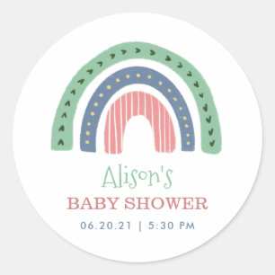Sticker Rond Baby shower virtuel arc-en-ciel