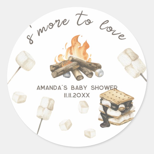 Sticker Rond Baby shower Watercolor S'more (Devant)