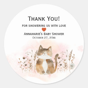 Sticker Rond Baby shower Whimiscal de chats gras  