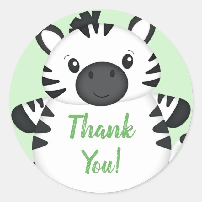 Sticker Rond Baby shower Zebra (Devant)