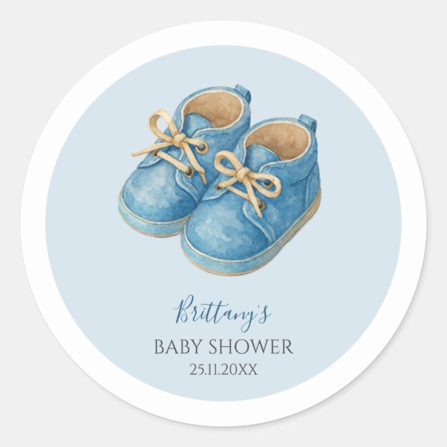 Sticker Rond Baby Sneakers Baby Shower Minimalist Sports (Devant)