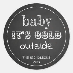 Sticker Rond Baby Son Froid Chalkboard Extérieur Vintage