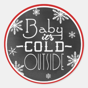 Sticker Rond Baby Son Froid Extérieur Snowflakes Blanc Blackbo