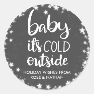 Sticker Rond Baby Son Froid Hors Vintage Stars Chalkboard