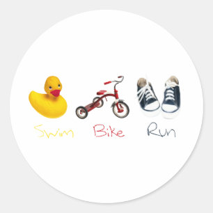 Sticker Rond Baby Swim Bike Run