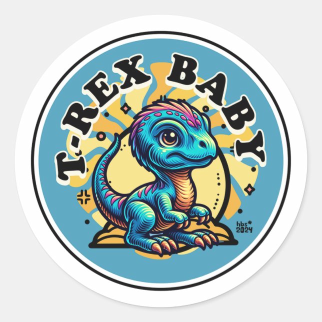 Sticker Rond Baby T-Rex (Devant)