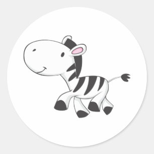 Sticker Rond Baby Zebra