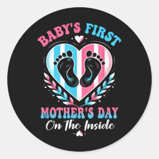 Sticker Rond Babys Première Fête Des Mères Sur La Mère Enceinte