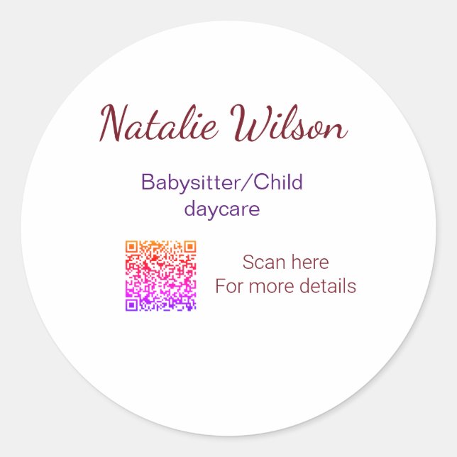 Sticker Rond Babysitter garderie nounou ajouter nom détails q (Devant)