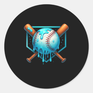 Sticker Rond Bac De Baseball Pour Les Garçons Crème De Glace Dé