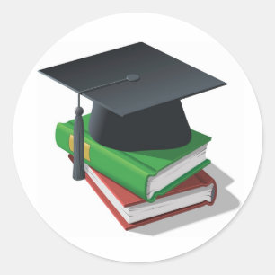 Sticker Rond Bac de diplôme et livres