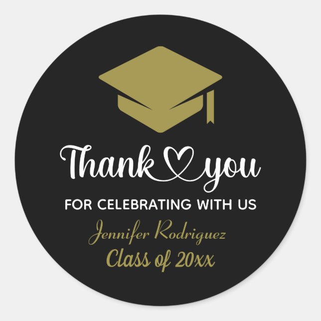 Sticker Rond Bac de diplôme Merci Grad Amour et Merci (Devant)