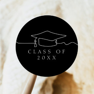 Sticker Rond Bac de graduation en ligne noire simple