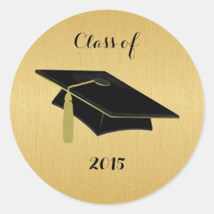 Sticker Rond Bac de graduation noir avec or