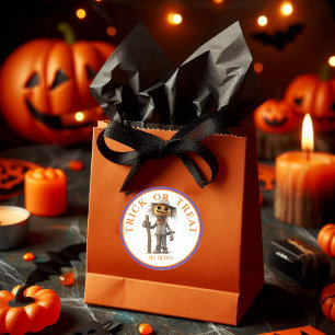 Sticker Rond Bac d'Halloween ou Citrouille de traitement Scarec