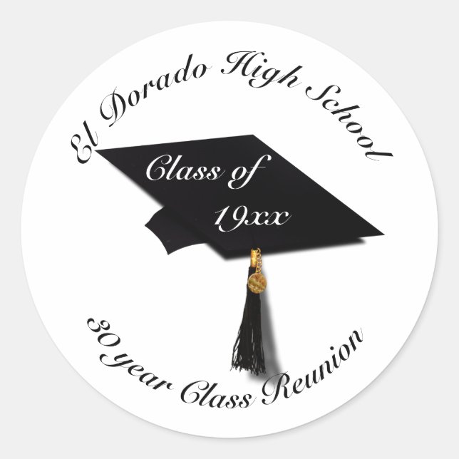 Sticker Rond Bac d'obtention du diplôme - Réunion du lycée (Devant)