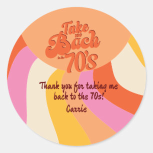 Sticker Rond Bach à les années 70 Retro Super Sunset Bacheloret