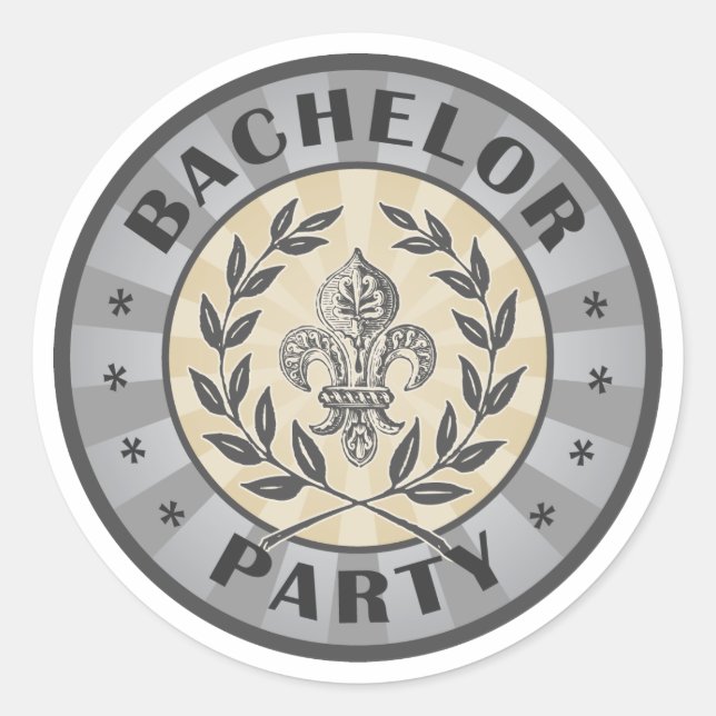 Sticker Rond Bachelor Party Crest Design (Devant)