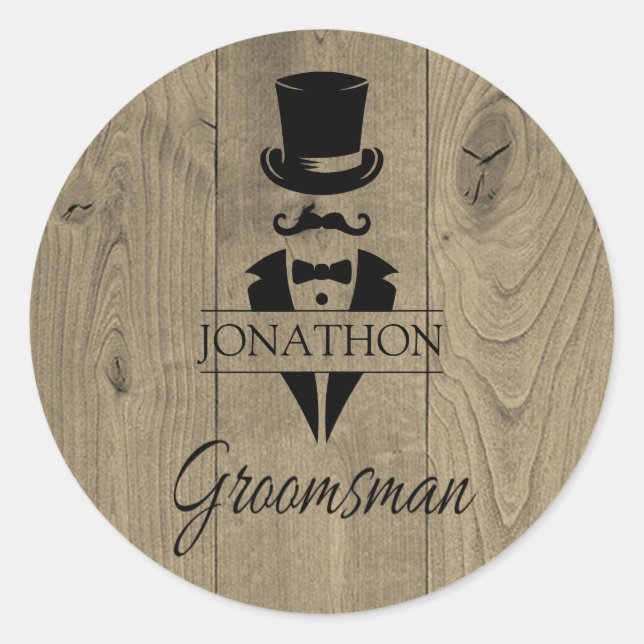 Sticker Rond Bachelor Party Groomsman Mariage Packaging Étiquet (Devant)