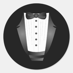 Sticker Rond Bachelor Party Groomsman Team Groom black tuxedo