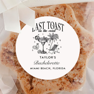 Sticker Rond Bachelorette côtière moderne Cocktail Party Noir