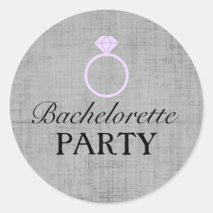 Sticker Rond Bachelorette de conception de anneau violet et gri