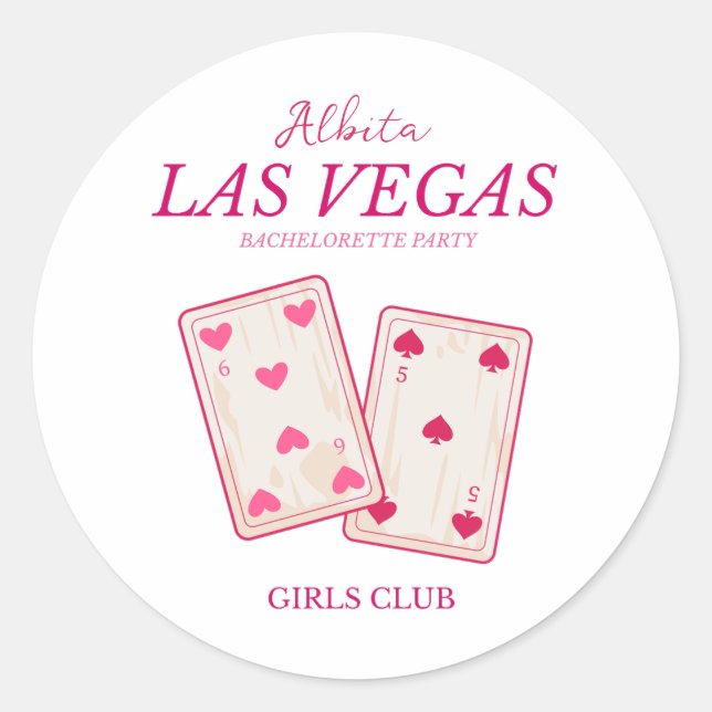 Sticker Rond bachelorette de las vegas classique rose (Devant)