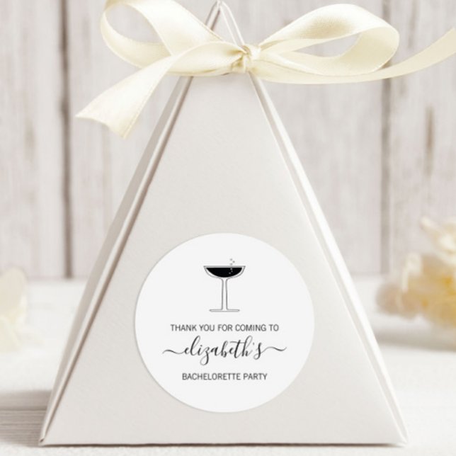 Sticker Rond Bachelorette en verre Coupe Bubbly (Créateur téléchargé)