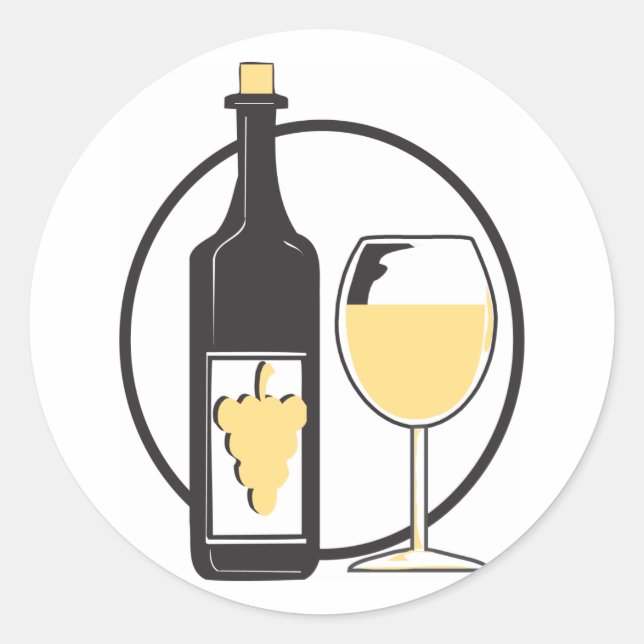 Sticker Rond Bachelorette Fête/Vin blanc (Devant)