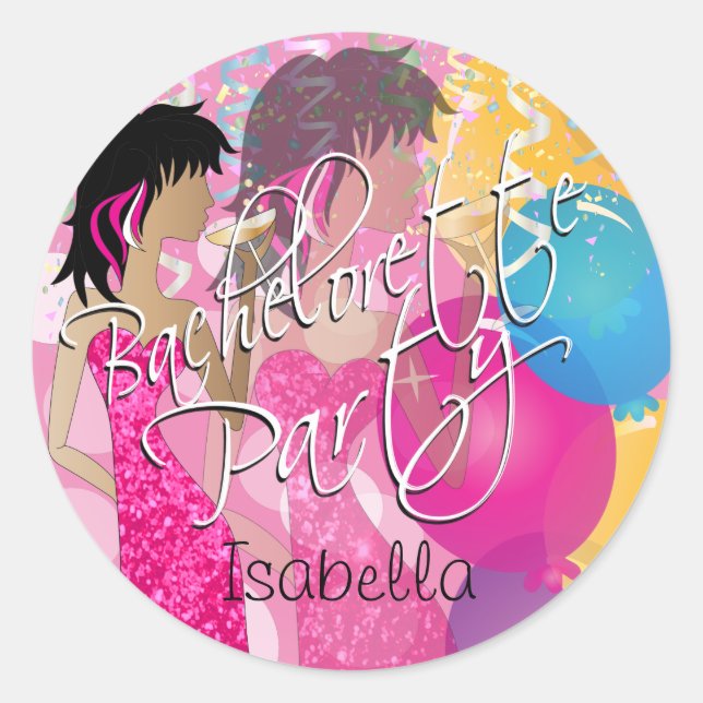 Sticker Rond Bachelorette Girls Night Out - Rose Classic Round (Devant)