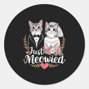 Sticker Rond Bachelorette Mariage Fête Mariée Groom Chats Juste