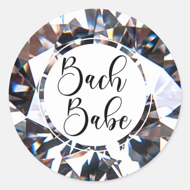 Sticker Rond Bachelorette Party BACH BABE Script Diamant (Devant)
