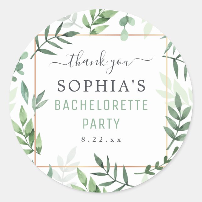 Sticker Rond Bachelorette Party Elegant Mariage aquarelle (Devant)