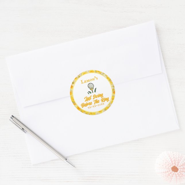 Sticker Rond Bachelorette Party, Fête des mariées Fleurs Jaunes (Enveloppe)